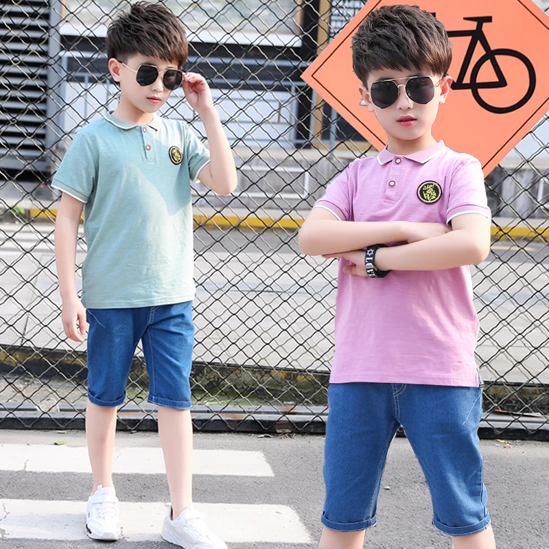 Kids Boys Clothes 2 Piece Set Short Sleeve Polo T-shirt Clothing Little Boys Suit Outfit Set