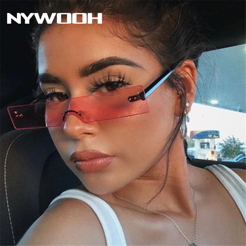 NYWOOH новые прямоугольные женские солнцезащитные очки, модные роскошные брендовые дизайнерские красные розовые прозрачные маленькие солнцезащитные очки с защитой от солнца, UV400
