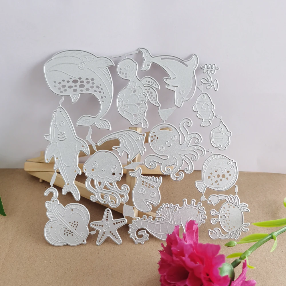 Metal cutting Die 16 PCS Beautiful Ocean background frame scrapbook Metal Die DIY Paper decorative embossed cutting