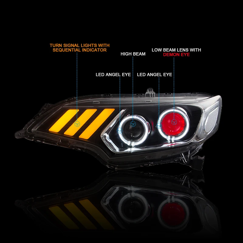 CNSUNNYLIGHT For Honda FitJAZZ 2014-2017 Car Headlights Assembly Case With LED Demon Eyes DRL Turn Signal Lights Projector Lens (9)
