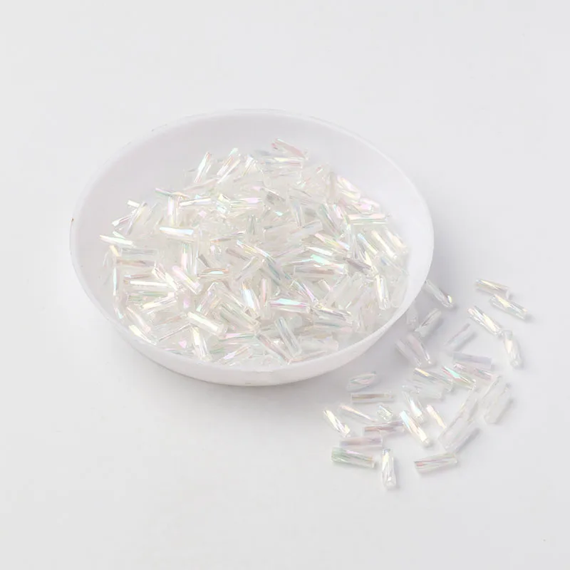 400 шт винтовой Seedbeads 11/0 трубка из бисера 2x6 мм Twist стеклярус Стекло Бисер для DIY браслет ювелирных изделий платье делает 18 Цвета - Цвет: AB Transparent