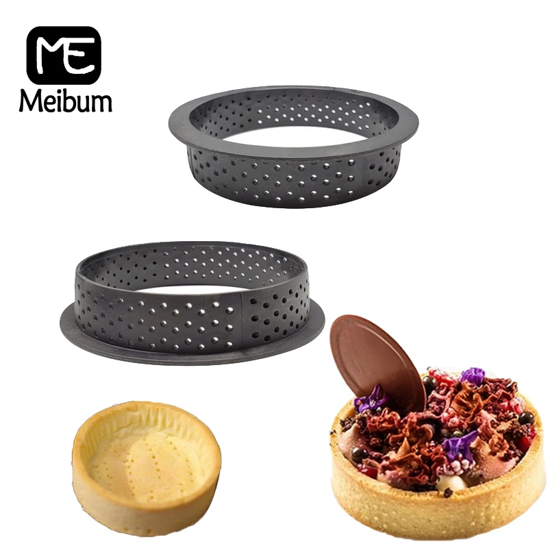 

Meibum Round Perforated Plastic Tart Ring French Dessert Mould Egg Tart Mold Fruit Cake Decorating Model Kitchen Baking Tools