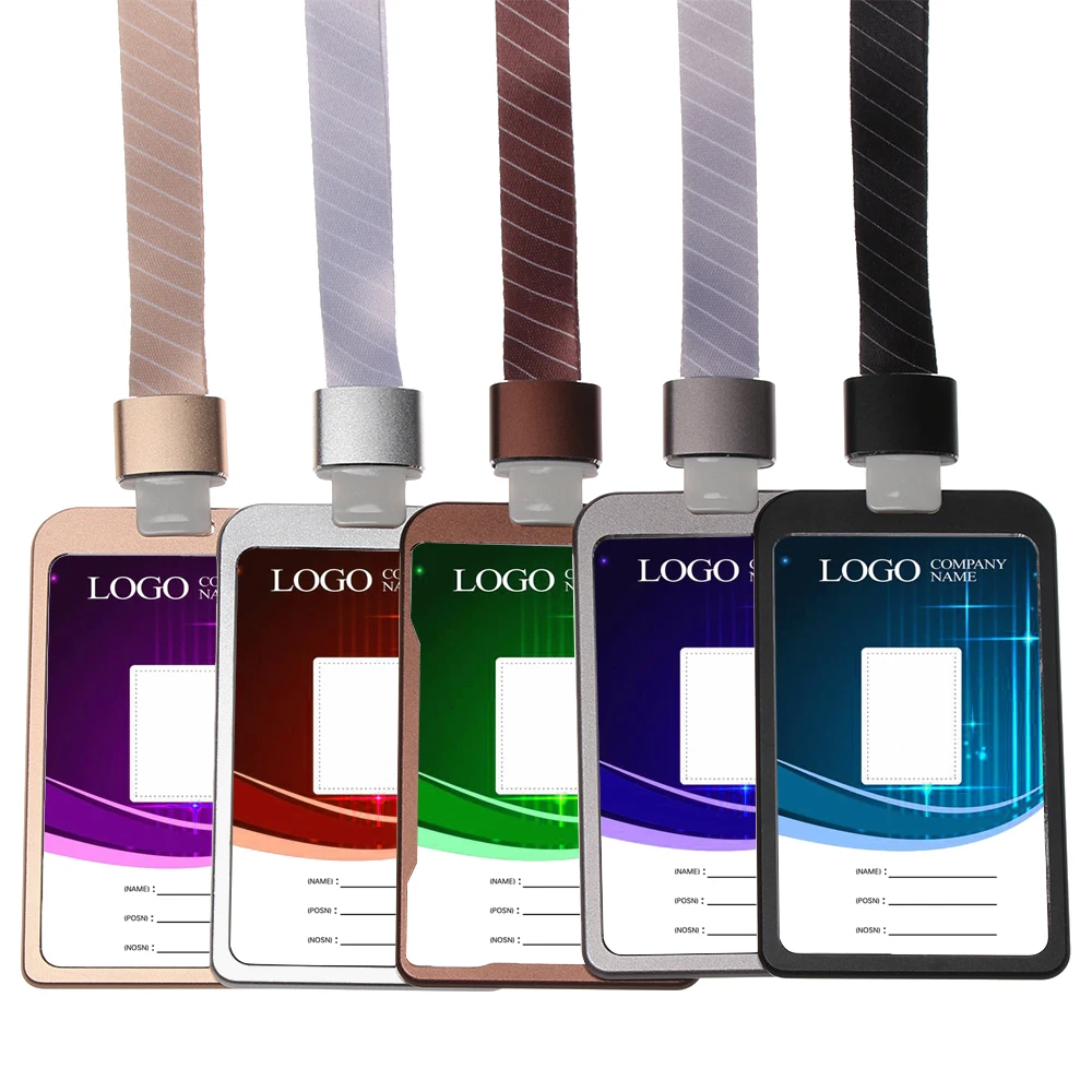 

1PC Aluminum Alloy Work Card With Lanyard Holders ID Badge Holder Work Card Bus Card Case Holder School Office Supplies