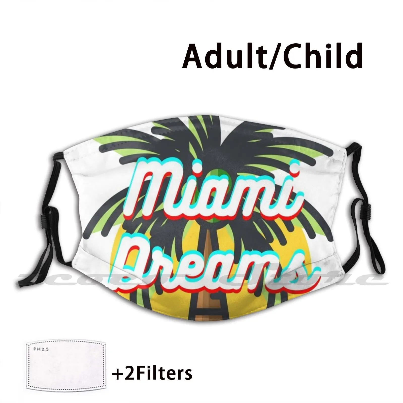 Sognare Di Miami Maschera Riutilizzabili In Tessuto Stampa Filtro Lavabile 80 S Vintage 80 S 1980S Freddo Classic 70 S 90 S 1990S 70 S 90 S Arcade