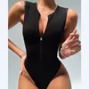 Zipper Bodysuit Sexy Bodysuit Women's Fashion Bodycon Body Basic Top Sleeveless Summer Bodysuit Jumpsuit One Piece Dropshipping ► Photo 2/6