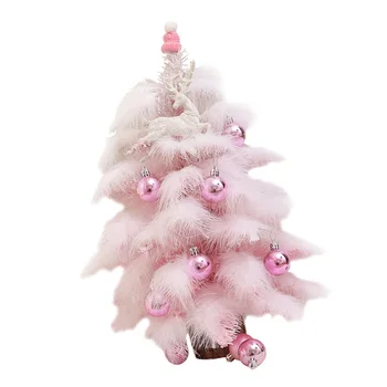 

1Pc Feather Xmas Tree Desktop 45cm Mini Christmas Tree Fashion Layout Prop