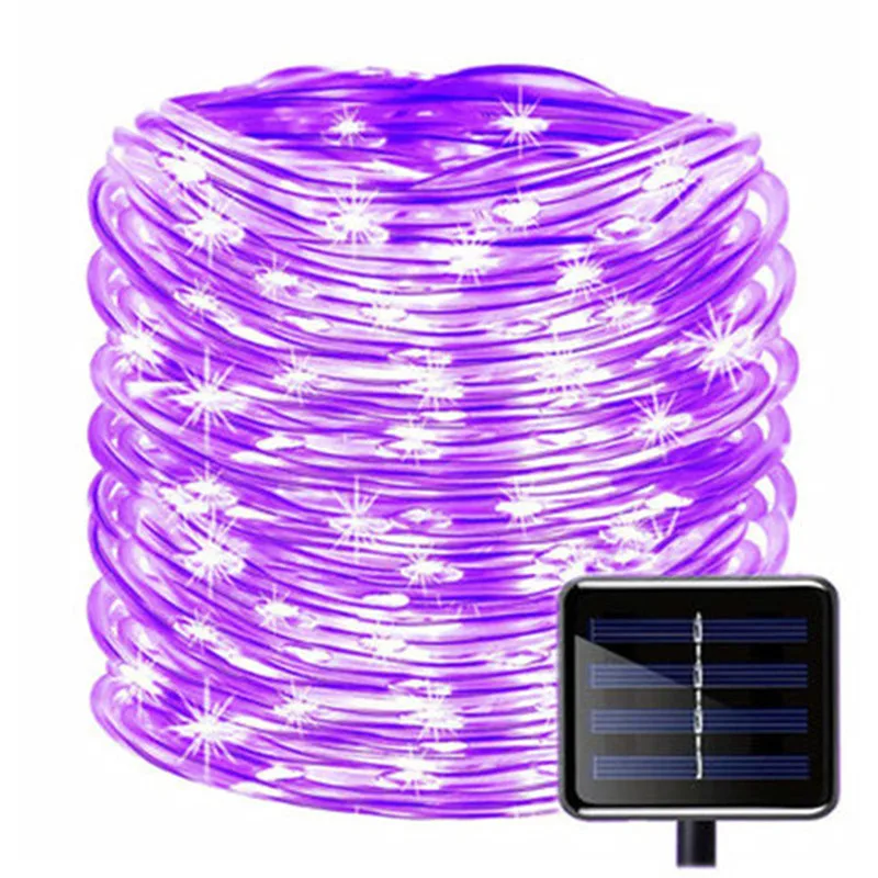 12 м/22 м светодиодный светильник на солнечных батареях для улицы, 100/200 светодиодный светильник на веревочной трубе, гирлянды, сказочные огни для праздника, рождественской вечеринки, солнечные садовые Водонепроницаемые огни - Испускаемый цвет: Purple