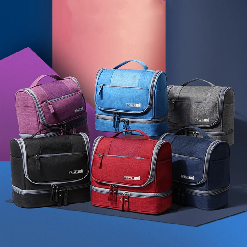 

Double-Layer Cosmetic Digital Bag Zipper Make Up Holder Case Hangable Makeup Bags Storage Organizer Toilet Traveling Men Women