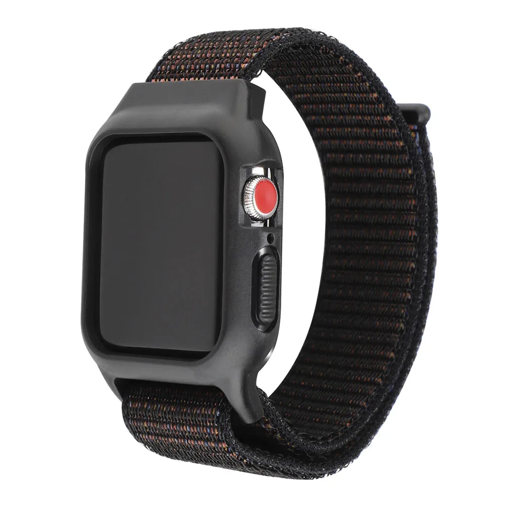 Black Спортивный нейлоновый ремешок-петля для Apple Watch Series 2 3 4 5 Чехол-ремешок дышащий браслет для 44 мм 40 мм 42 мм 38 мм iWatch - Band Color: Black