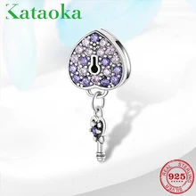 925 пробы Серебряный классический стиль сердце с ключом Клипсы из циркония бусины подходят для оригинальных отражений талисманы браслет хорошее ювелирное изделие