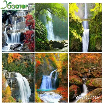 

Full Drill 5D Diamond Painting Waterfall natural Landscape DIY Mosaic Diamond Embroidery Mountain Home Decoration YY2208