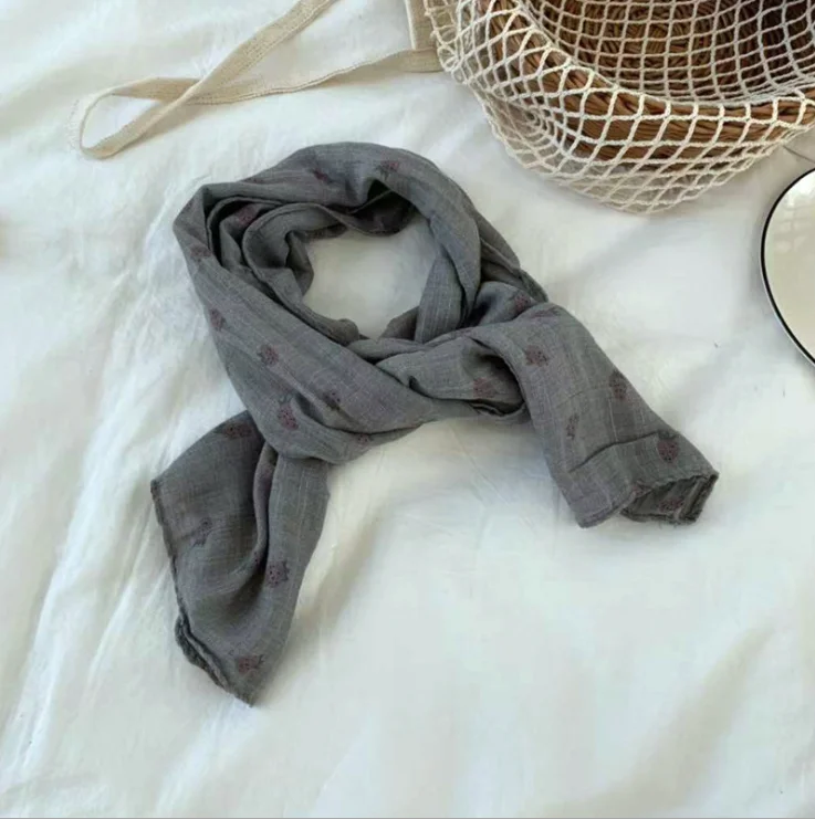 RT13 deep grey Стильный Детский шарф из хлопка и льна; сезон осень-зима; корейский стиль; теплая и универсальная длинная одежда с принтом для мальчиков и девочек - Цвет: RT13 deep grey