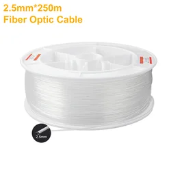 Câble de Fiber optique en plastique PMMA, 2.5mm, 250M, lueur d'extrémité, pour moteur de Source de lumière LED 
