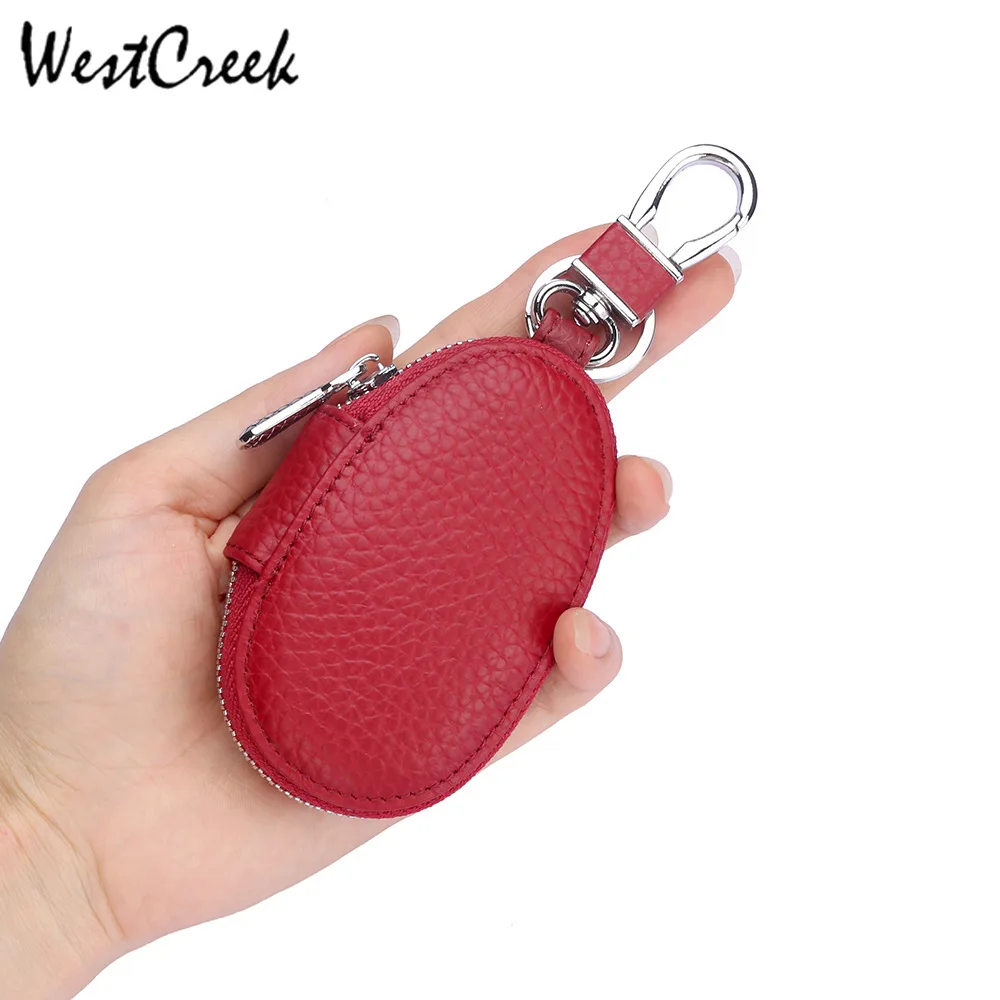 

WESTCREEK Brand Genuine Leather Small Car Key Wallet Gourd Shape Key Holders - Can Hold Most Car keys