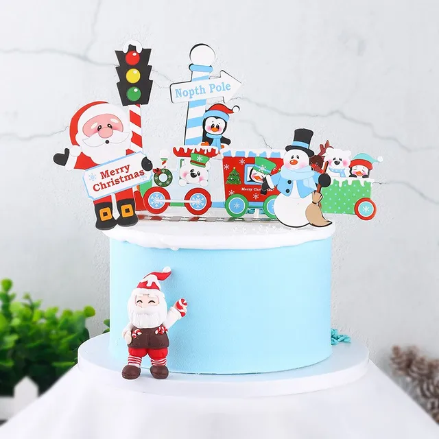 2021 Merry Christmas Cake Topper Birthday Cakes Santa Claus Cupcake Topper Merry Christmas Decor New Year Gift Natal Noel 2021 Olive