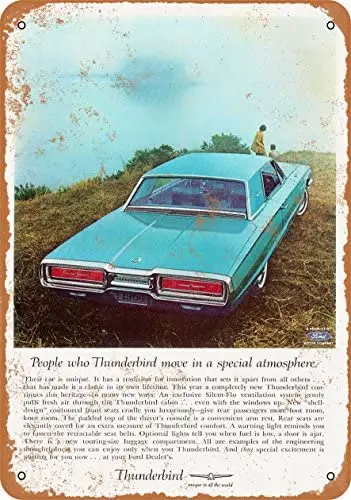 Настенный цвет 9x12 металлический знак 1964 Ford Thunderbird-винтажный вид | Дом и сад