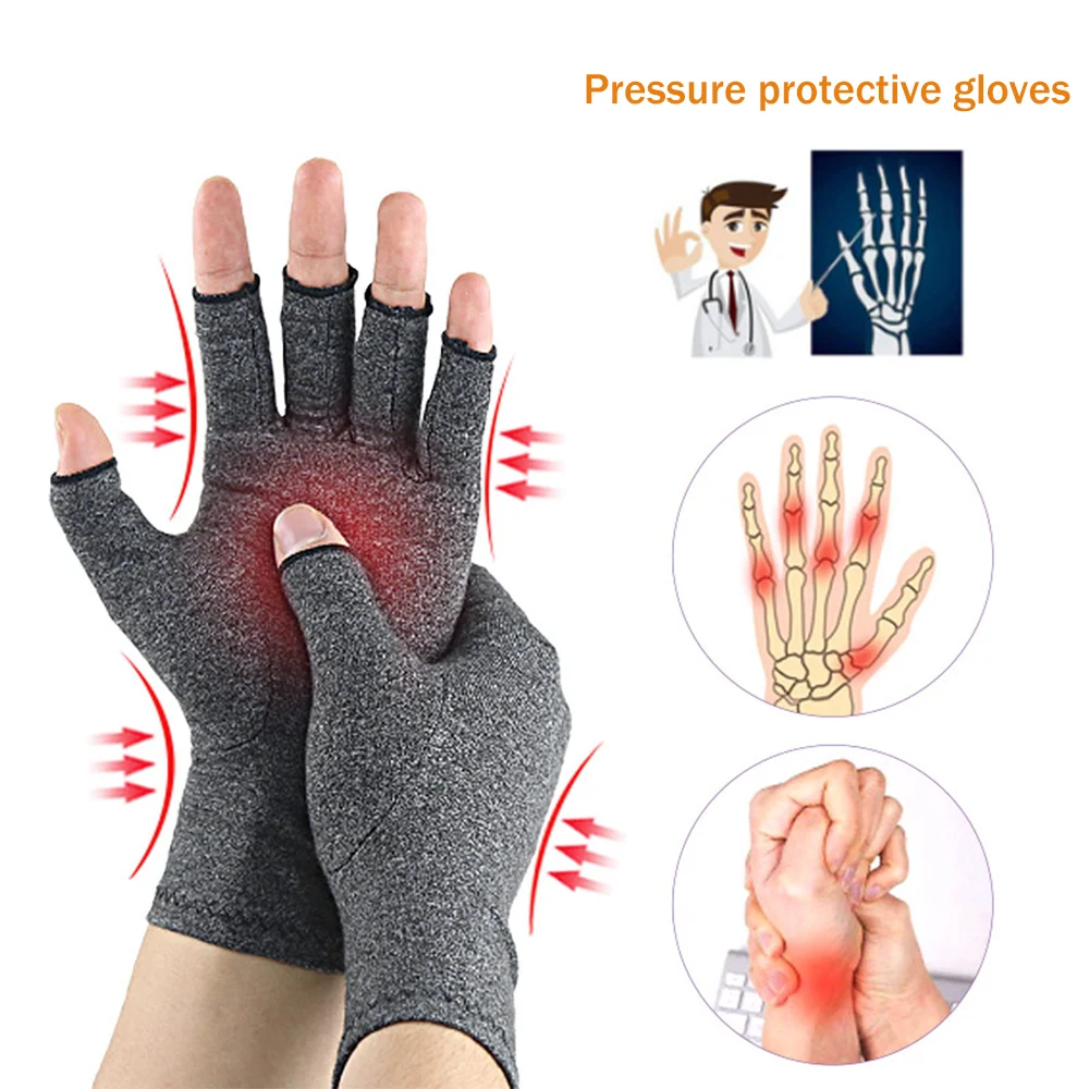 Tcare 2Pcs/Pair Unisex Compression Open Fingers Arthritis Gloves Premium Arthritic Joint Pain Relief Hand Gloves Therapy Cycling