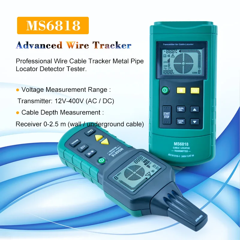 MS6818 Portable Professional Wire Cable Tracker Metal Pipe Locator Detector Tester Line Prospecting Instrument | Инструменты