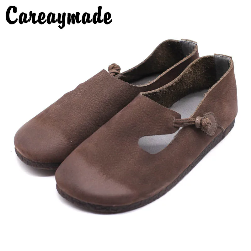 

Careaymade-Forestry retro-made old soft Cowhide leather shoes,color-brushing buttons and hollow-out doll-girl single shoes