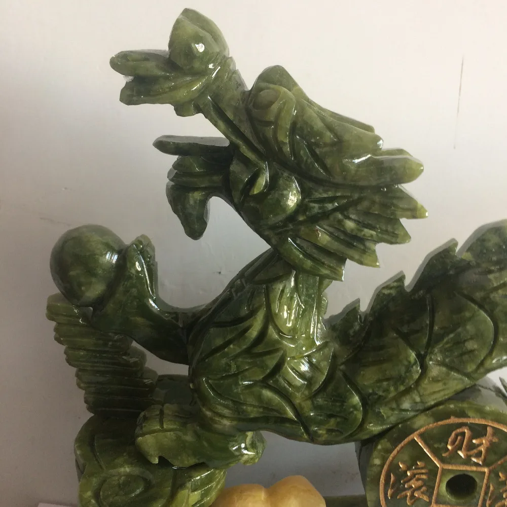 Драгон де нефрит де тайван дель Сур де Китай tallado floreciente Estatua de la riqueza de feng shui regalos de Artesania Nat