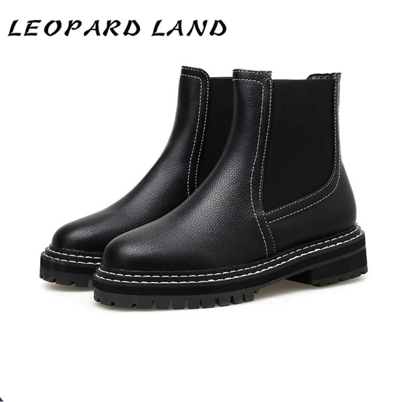 LEOPARD LAND/; Ботинки martin; женские полусапожки на толстой подошве; сезон осень-зима; свободные женские ботинки с поясом; CWF-Olu318-2