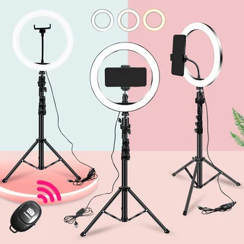 

26cm Ring Light Led With Selfie Stick Tripod Stand 130cm 10 inch Ringlight With Phone Holder For Camera Video Youtube Light Ring