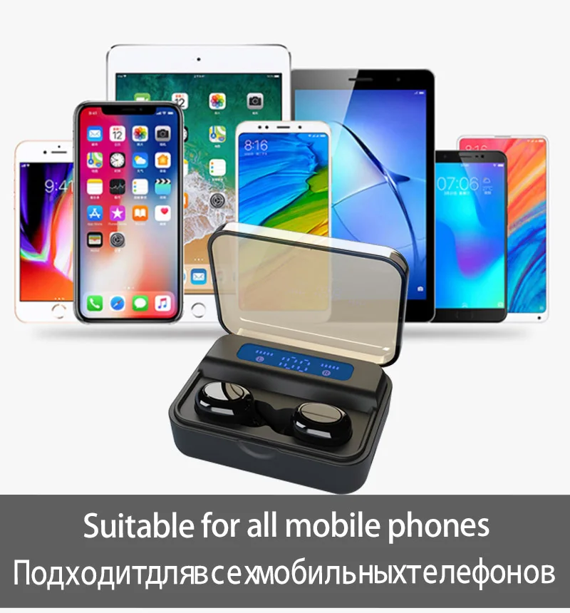 TWS Bluetooth наушники 5,0 беспроводные наушники спортивные водонепроницаемые наушники 9D стерео гарнитура с светодиодный цифровым дисплеем