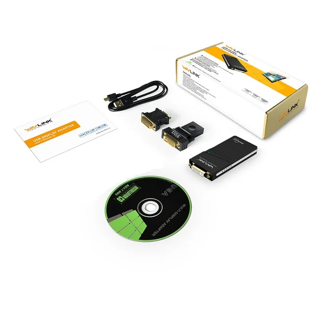 Wavlink USB 2.0 to VGA/DVI/HDMI-Compatible Video Graphic Adapter Multiple Monitors Display Extend/Mirror Mode Supports Windows black