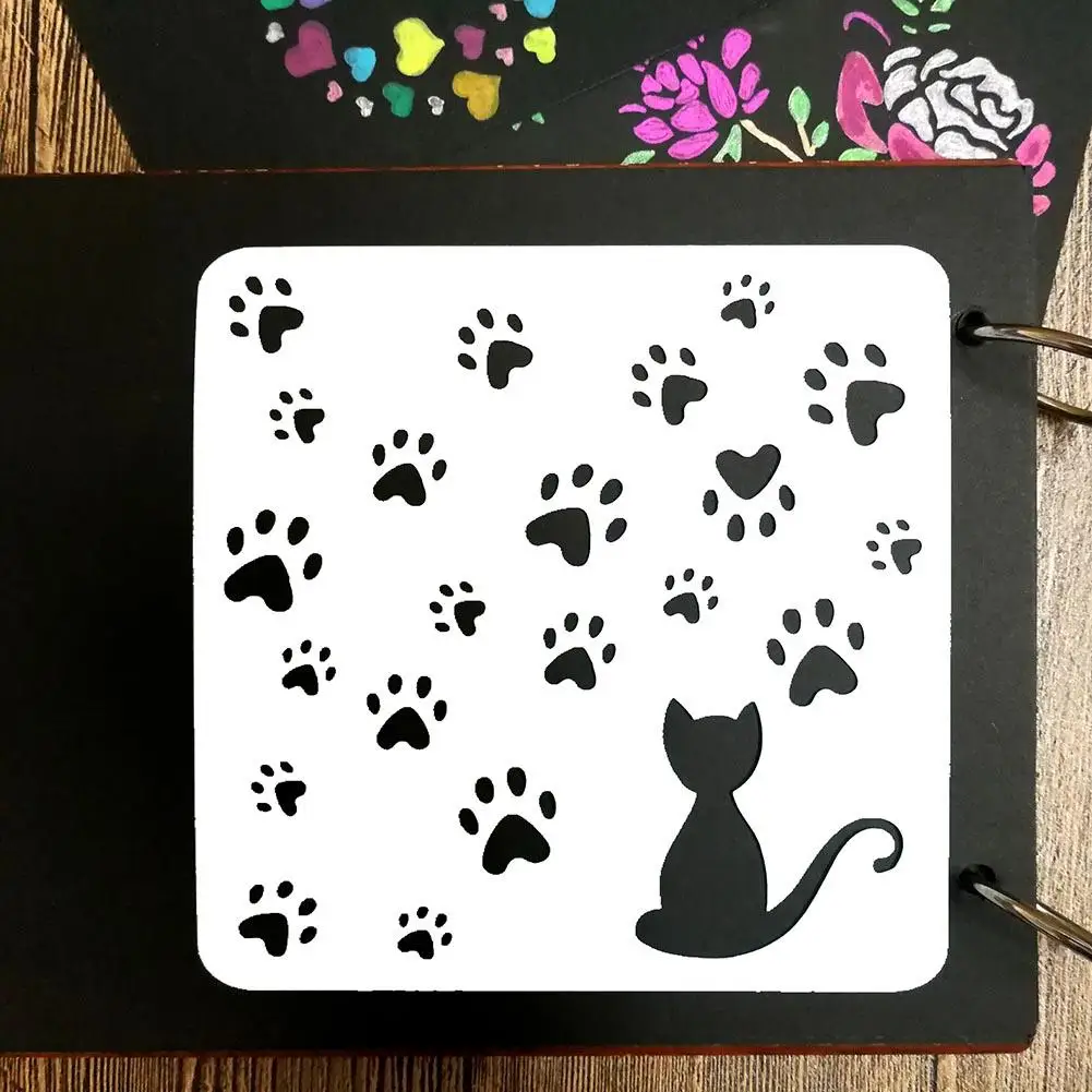 

Bird Flower Paws Design DIY Craft Layering Stencil Painting Album Embossing Template Reusable Office Decoration Supplies