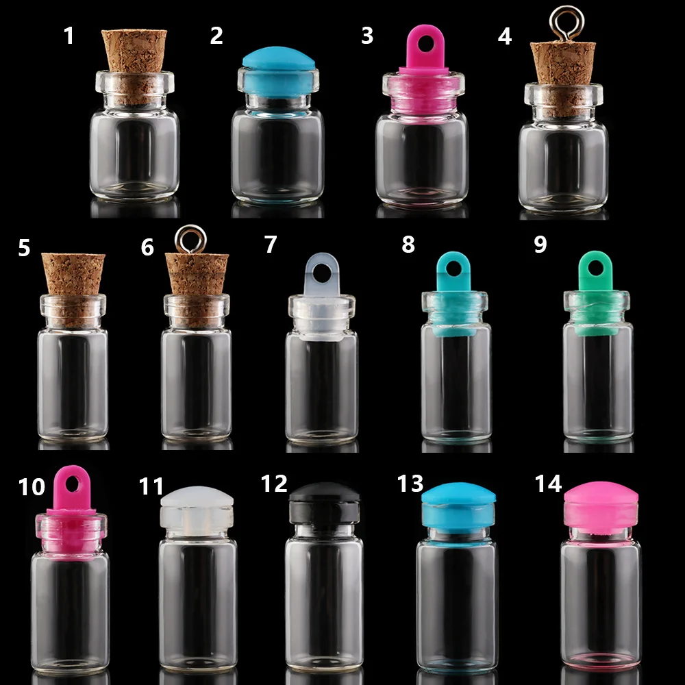 5Pcs Mini Glass Wishing Bottle Cork Stopper Empty Sample Jars DIY Pendants Storage Vial Wedding Home Decoration Supplies