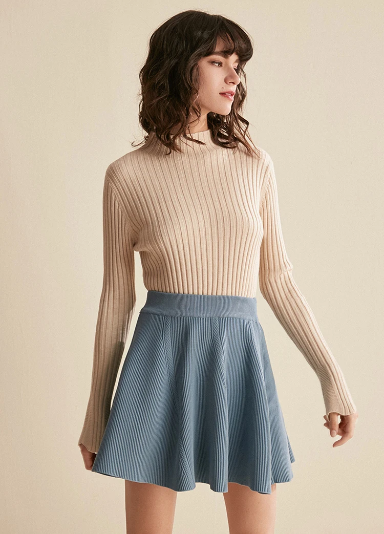 CMAZ Autumn Winter Solid Pleated skirt Mini Skirt Women Fashion High Waist Mini Skirt CMAZ19C7409