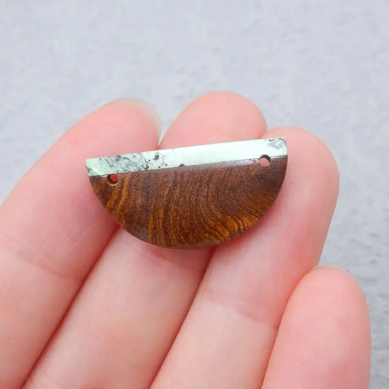 Perline Gioielli Fai Da Te Naturali Turchese Verde E Masso Opale Fatto A Mano Doppi Fori Ciondolo Perlina 24X13X5Mm 2G
