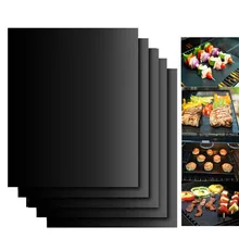 Esteira da grade do bbq antiaderente-conjunto de 5 reusável resistente e máquina de lavar louça seguro malha preta à prova de fogo acessórios para churrasco