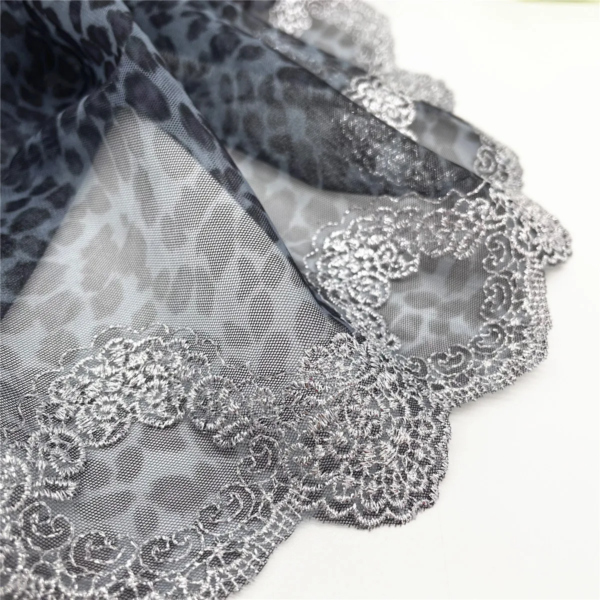 3y/lot Width 17cm Blue Leopard With Silver Embroidery Lace Trim DIY Craft Sewing Supply Skirt Hem Decoration Accessories Dolls 3