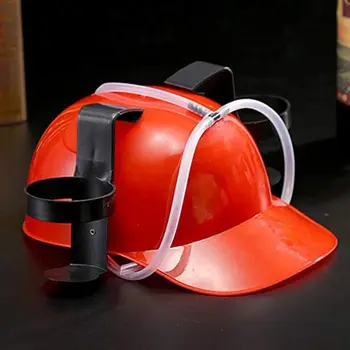 

Funny Beverage Helmet Drinking Beer Soda Miner Can Holder Hat Cool Lazy Straw Cap Birthday Party Prop Toy