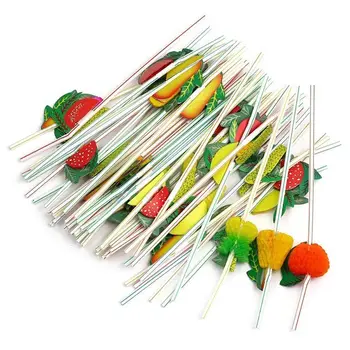 

50pcs 3D Fruit Cocktail Drinking Straw Party BBQ Hawaiian Theme Decoration
