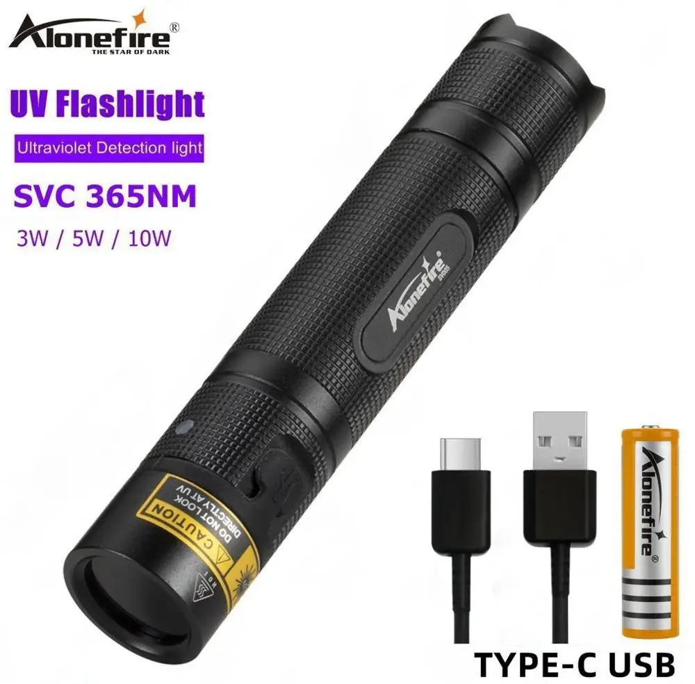 Ультрафиолетовый Невидимый фонарь AloneFire SV005 365 нм с USB детектор пятен мочи