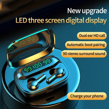 

R3 TWS Wireless Bluetooth Earphones 2000 mAh Charging Box LED Three Digital Display 9D stereo Headset Waterproof Sport Earbuds