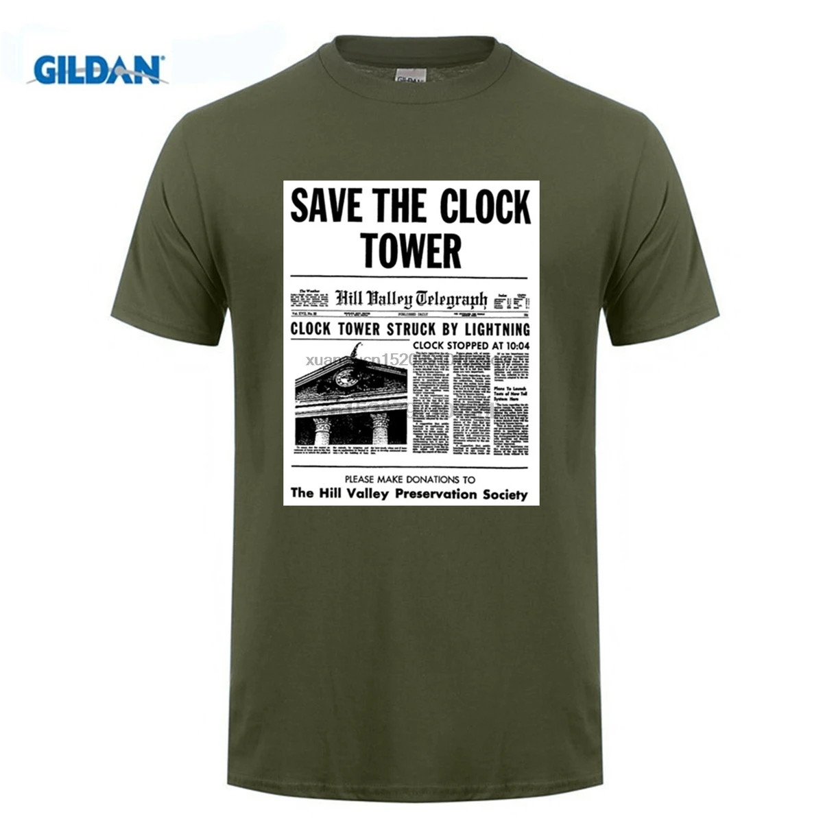 Серая мужская футболка с надписью SAVE THE CLOCK TOWER BTTF Back To Future Hill Valley Повседневная