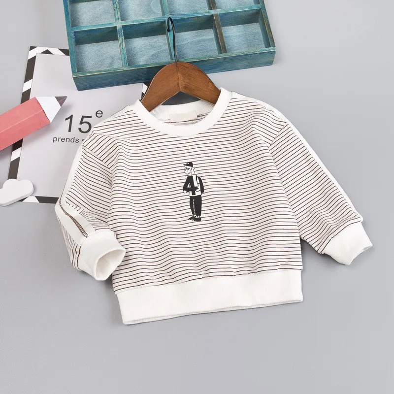 

Winter Autumn Peuter Baby Girls Boys Long Sleeve Stripe Cartoon Sweatshirt Kids Casual Shirt Pullover Tops 6-48M