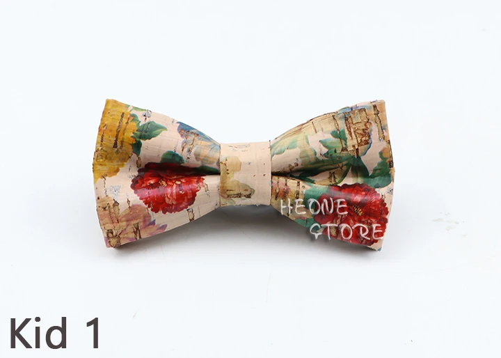 New Floral Cork Wood Bow Ties For Men Women Childern Wedding Casual Party Gift Fashion Novelty Handmade Solid Bowtie Accessories