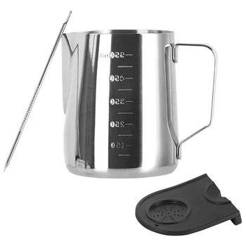 

Espresso Milk Frothing Pitcher 20Oz Coffee Milk Frothing Jug Garland Cup with Decorating Pen Coffee Tamping Mat