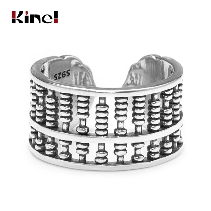 Kinel S925 Серебряное кольцо, Ювелирное кольцо, уличное, горячее Ретро, индивидуальность, тренд, счастливое кольцо-счеты, открытие, регулируемое для мужчин и wo