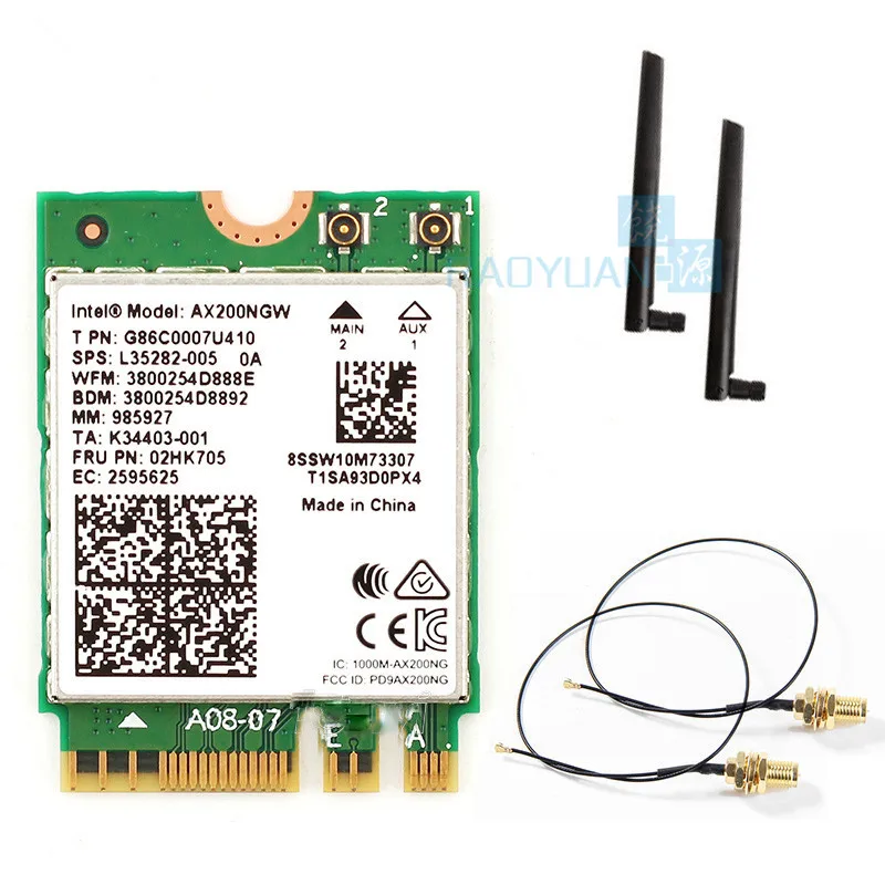 AX200NGW Antenncable Двухдиапазонная 2400 Мбит/с Беспроводная AX200NGW NGFF M.2 Bluetooth 5,0 Wifi сетевая карта 2,4 г/5 г 802.11ac/ax для Intel AX200 - Цвет: AX200NGW Antenncable