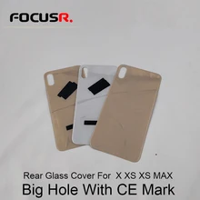 Европейская версия CE Mark, Задняя стеклянная крышка с большим отверстием для батареи, задняя дверь, корпус, чехол, Задняя стеклянная крышка для iPhone X XS MAX