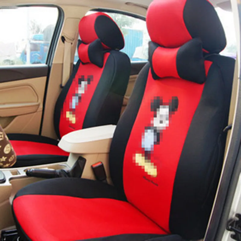 12pcs Cartoon Car Seat Cover Universal Sandwish Auto Seats Protector Breathable Automobil Interior Cushion Accessories for Girls