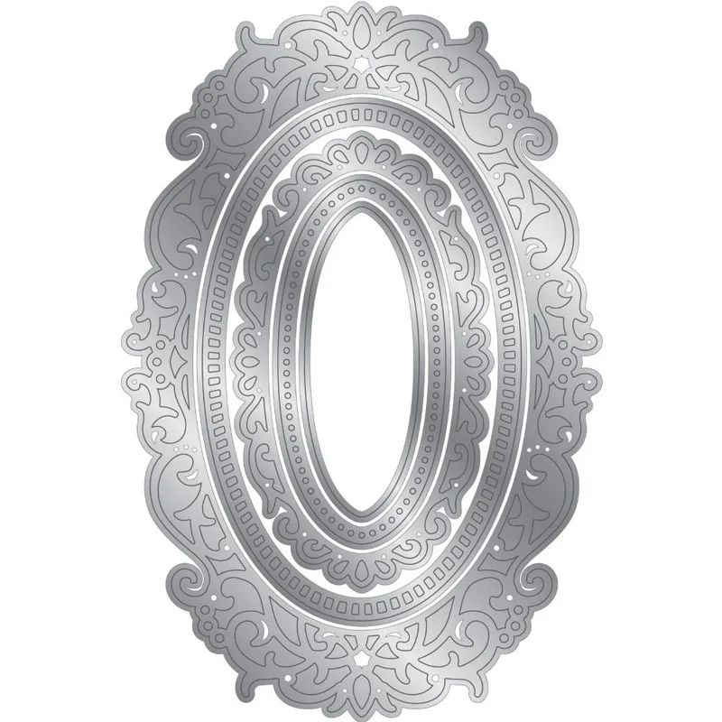 Retro Oval Frame Metal Cutting Dies Hollowed Laced Border Oval Frame Die Cuts For DIY Card Making New Embossed Crafts Cards