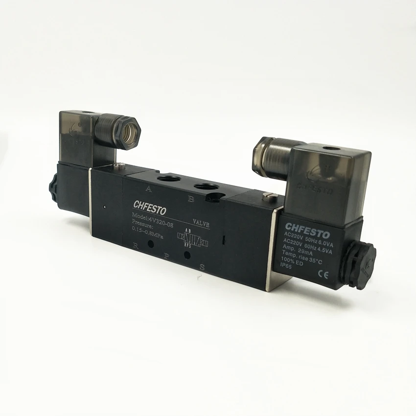 

4V320-08 G1/4 ''4V320-10 Соленоидный клапан G3/8 5/2 порт AC220V DC24V