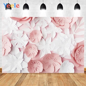 

Yeele Wood Photo Background Photophone Pink And White Flower Petals Photography Backdrops for Room Decoration Customized Size