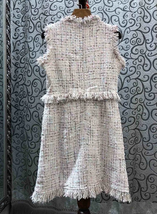 Ранняя осень Новая женская игла меховой край украшенный круглый воротник без рукавов ткань платье 819
